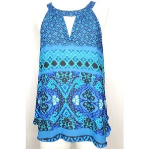 Express Halter Blue Tapestry Top